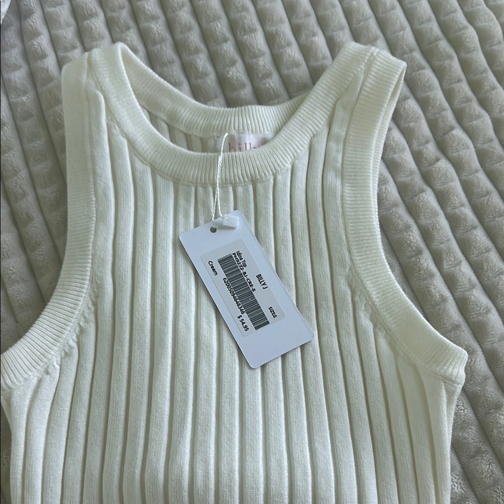 Cream Ribbed Tank Top